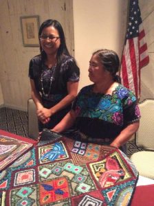 Artist Carmen Maldonado Garcia and interpreter Reyna Pretzantzin during interactive session