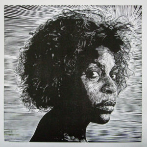 Jill Kinnear linocut_ with grains in her hair