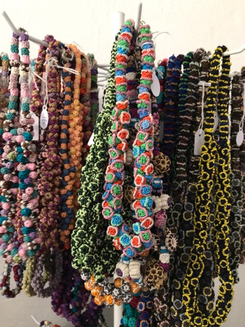 Necklace display.