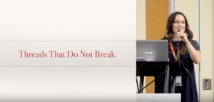 Meghann O'Brien presenting Threads That Do Not Break