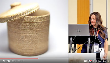 Screen shot of presentation video showing Meaghann O'Brien and basket onscreen