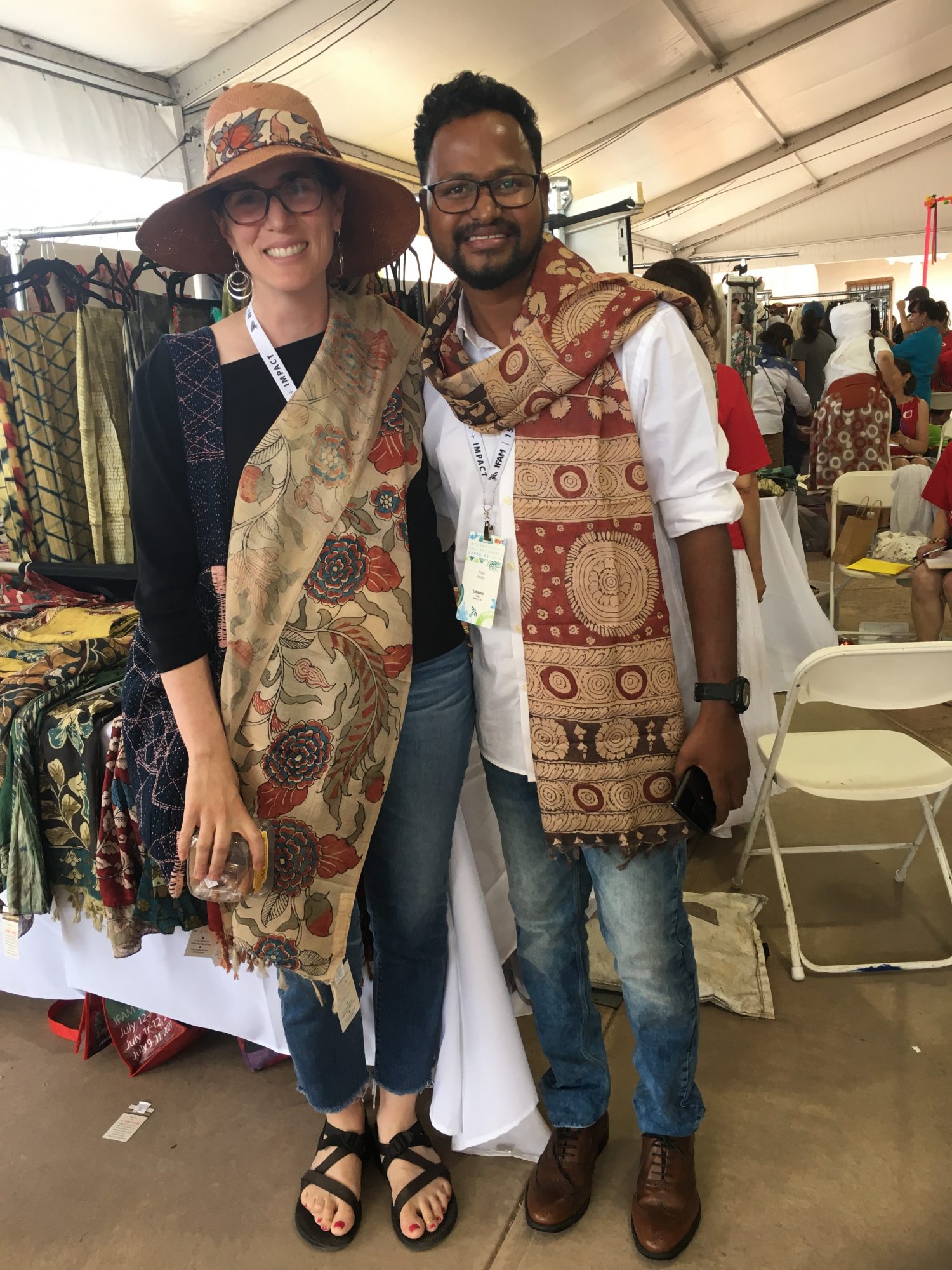 Cristin McKnight Sethi with kalamkari artist Thilak Reddy