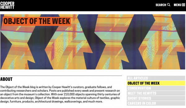 Textile Month 2020: Cooper Hewitt's Object of the Week Blog