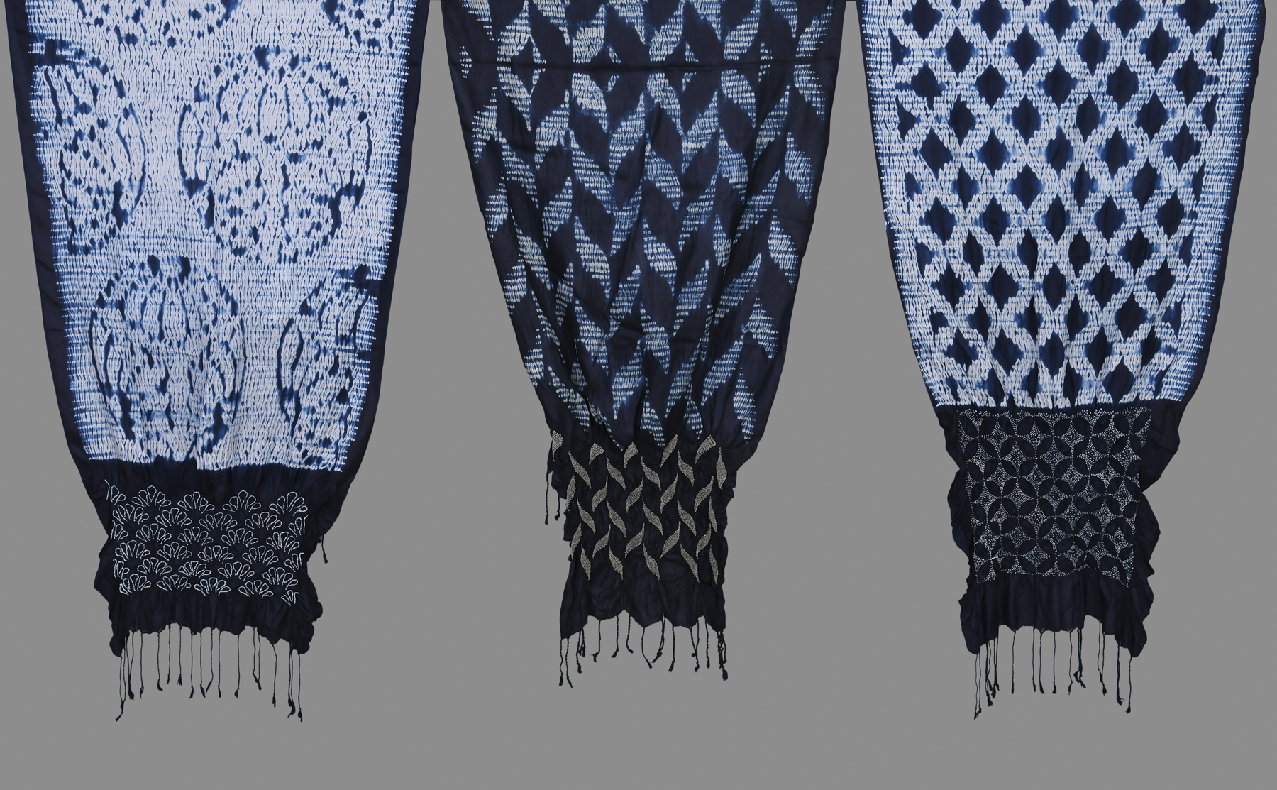 shibori resist dyed stoles