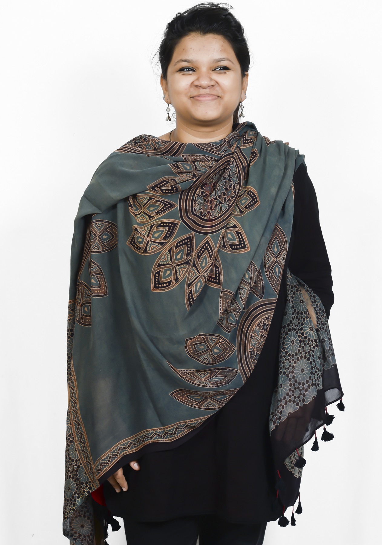 hand-print and natural dyed stole